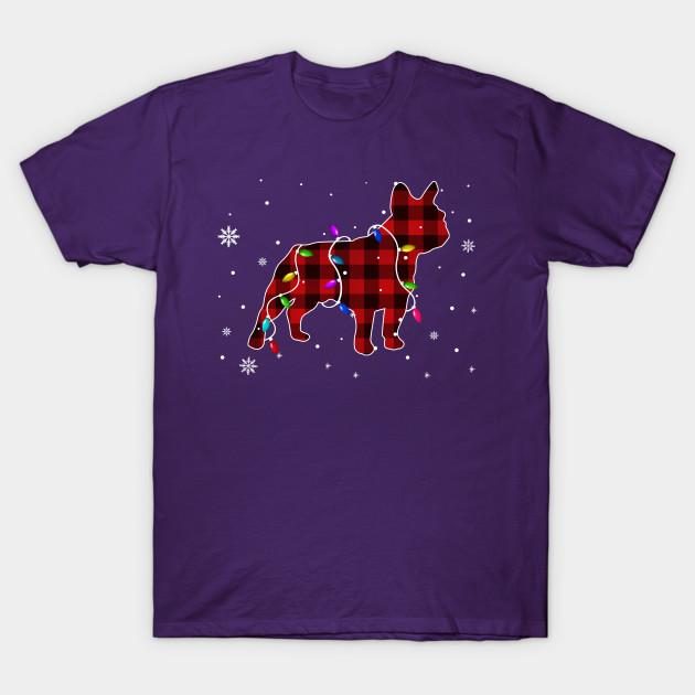 Summer Fashion Clothing Tshirt Funny French Bulldog Christmas Lights Red Plaid Gi Print Men Solid Color Slim Fit Short Sleeve Tops
