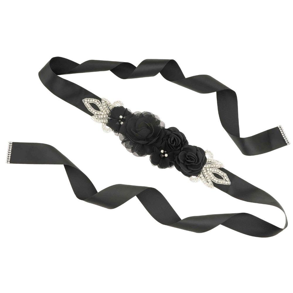 Creative Wedding Flower Waistband Rhinestone Beaded Floral Applique Sash Bridal Dress Accessories