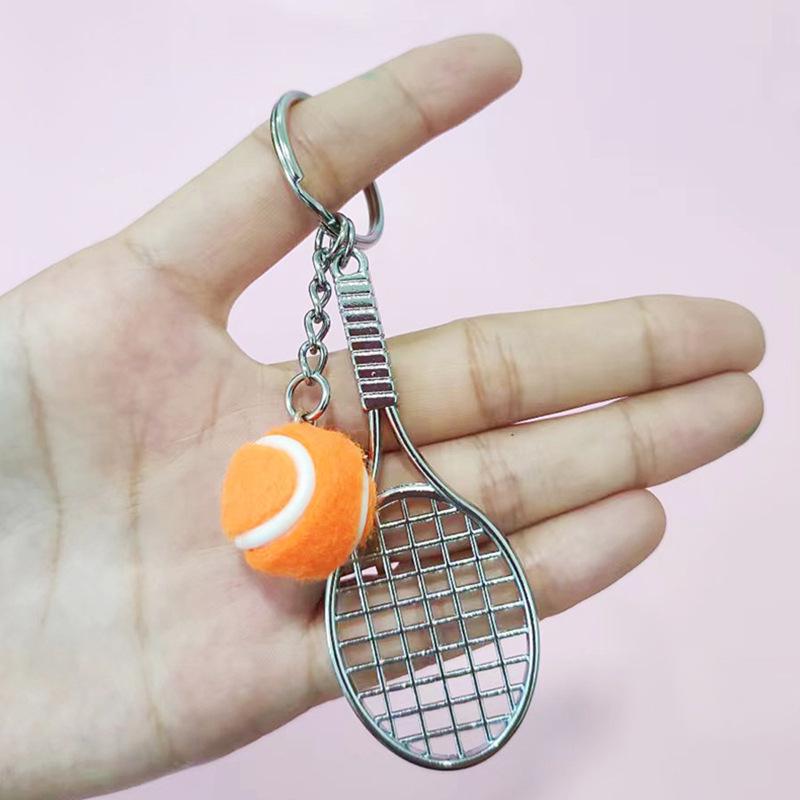 Creative Tennis Racket Keychain Pendant - Sports Gift & Backpack Accessory