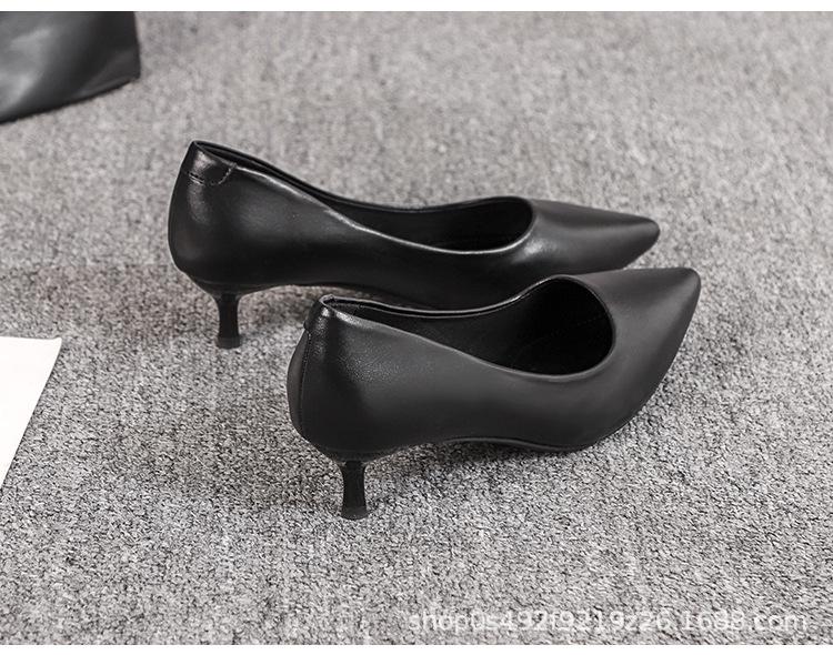 357-8 Flyvertinne Dames Svarte Skinn Stiletthæler - 2025 Profesjonelle Høye Hæler