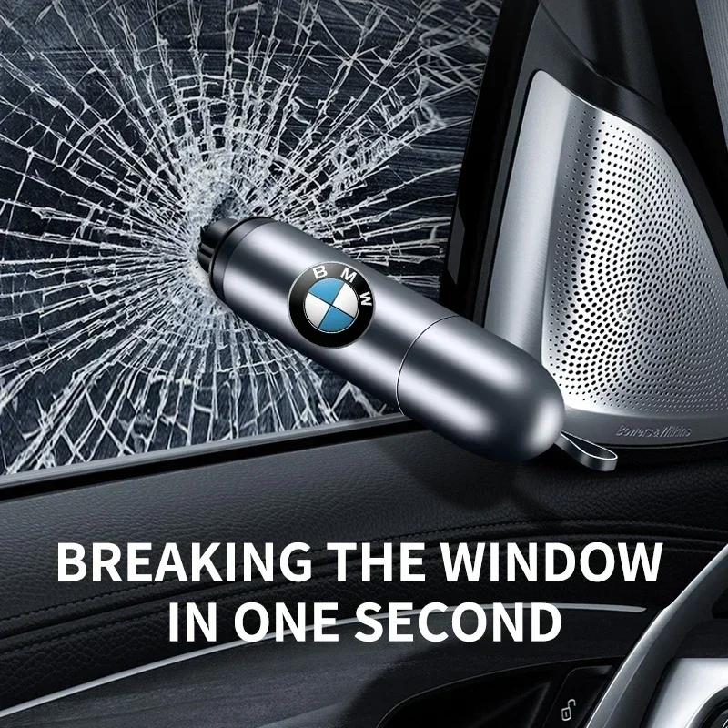 BAAX1 Car Sticker 2026 Car Escape Hammer Window Breaker Punch Seat Belt Cutter Car Emergency Tool For BMW M Power Performance M3 M5 X1