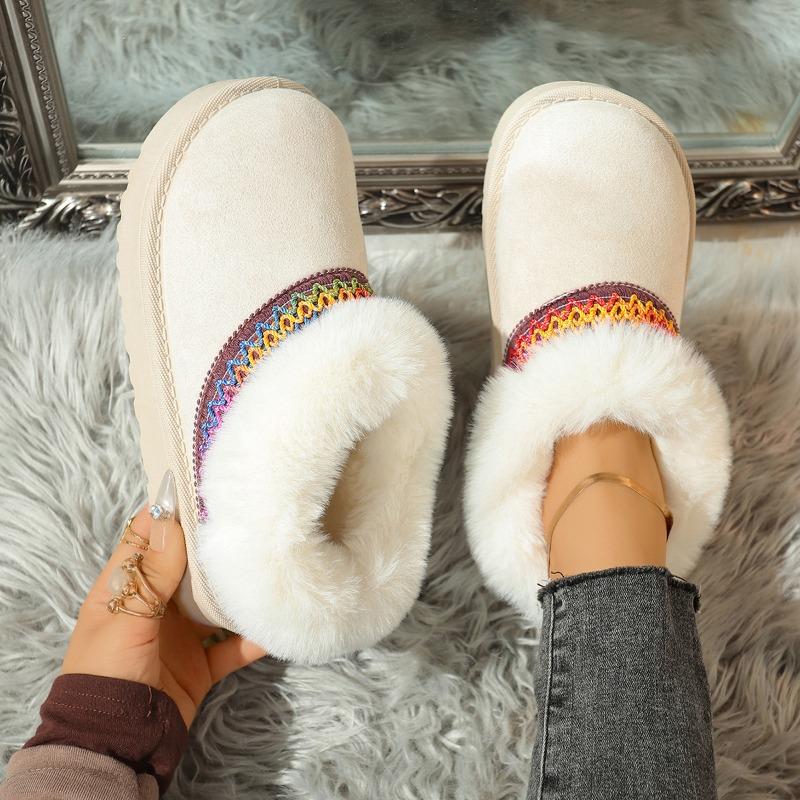 Large size snow boots women's new winter short tube color warm velvet thickened versatile snow shoes