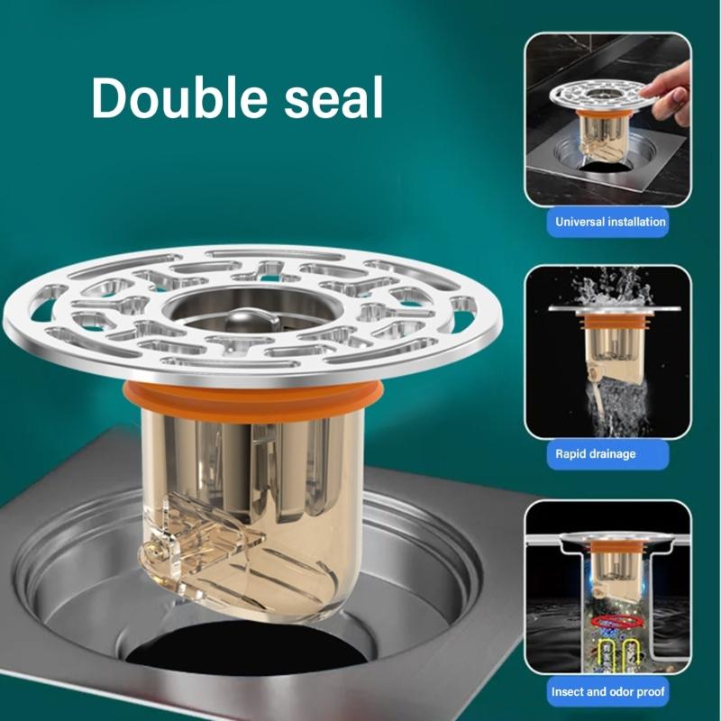 Self-Closing Floor Drain Round Shower Floor Drain Antiodor Drainer Shower Strainer Cover for Bathroom Enduring
