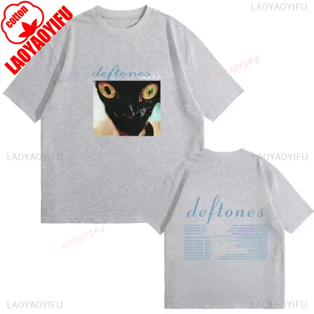 Deftones Adrenaline Album Vintage Cat Graphic Unisex Tshirt Oversized Streetwear Rock Band Apparel
