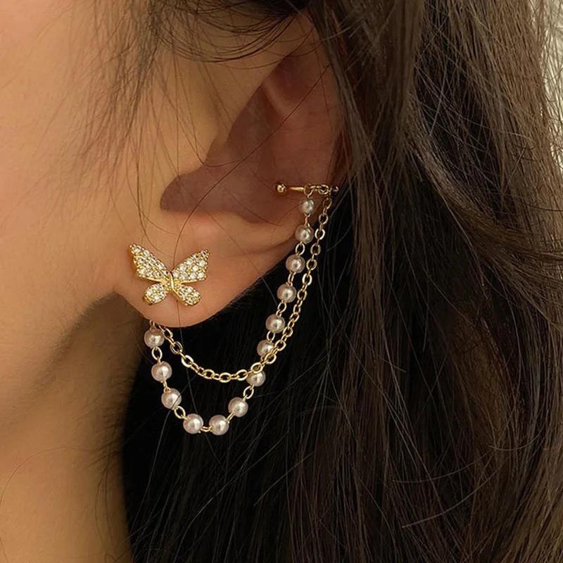 Sterling Silver Fashion Hollow Butterfly Dangle Stud Earrings Women Metal Big Wing Symmetry Earring Party Jewelry