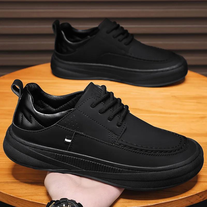 

Повседневная обувь для мужчин Роскошная Высококачественная Мужская Кожаная Обувь Модная Удобная Обувь для Ходьбы Дизайнерские Мужские Кроссовки на Мягкой Подошве Новые 39 чёрный