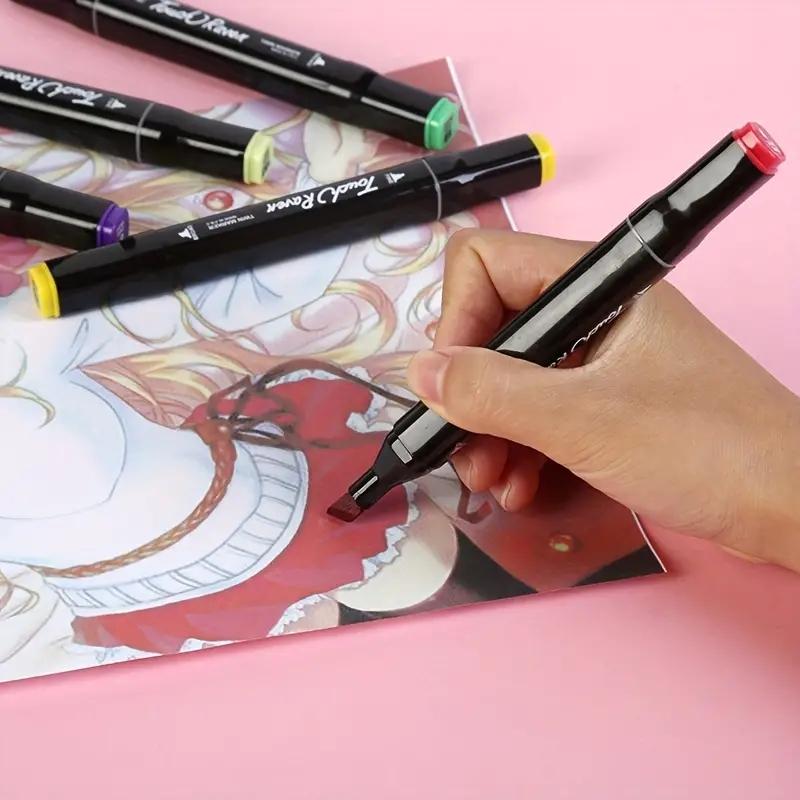 Set 60 Pennarelli Colorati A Doppia Punta – Ad Alcool – Per Disegno, Manga, Calligrafia – Con Custodia E Supporto