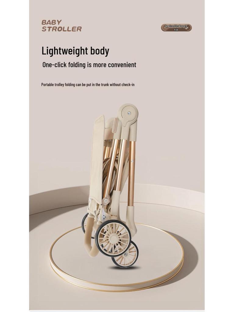 Lightweight High Landscape Baby Stroller with Tray | One-Button Fold & Portable Design