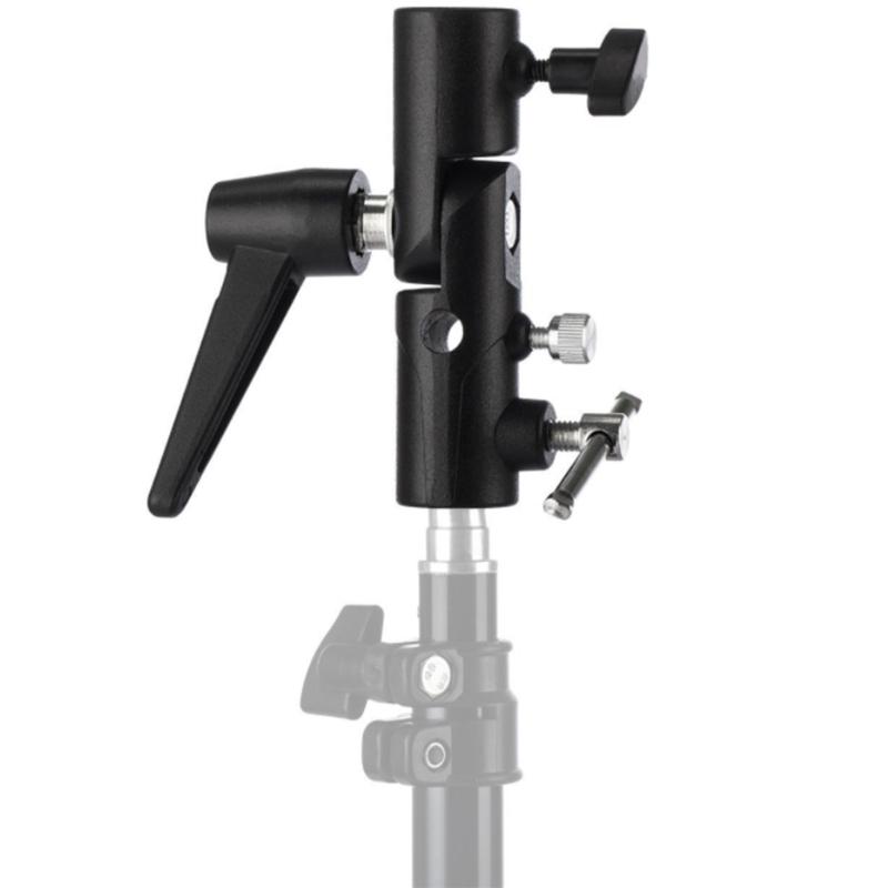 H-Shape Metal Umbrella Softbox Holder Flash Bracket Adapter Adjustable for 1/4" 3/8" Lamp Light Stand Mount Tripod