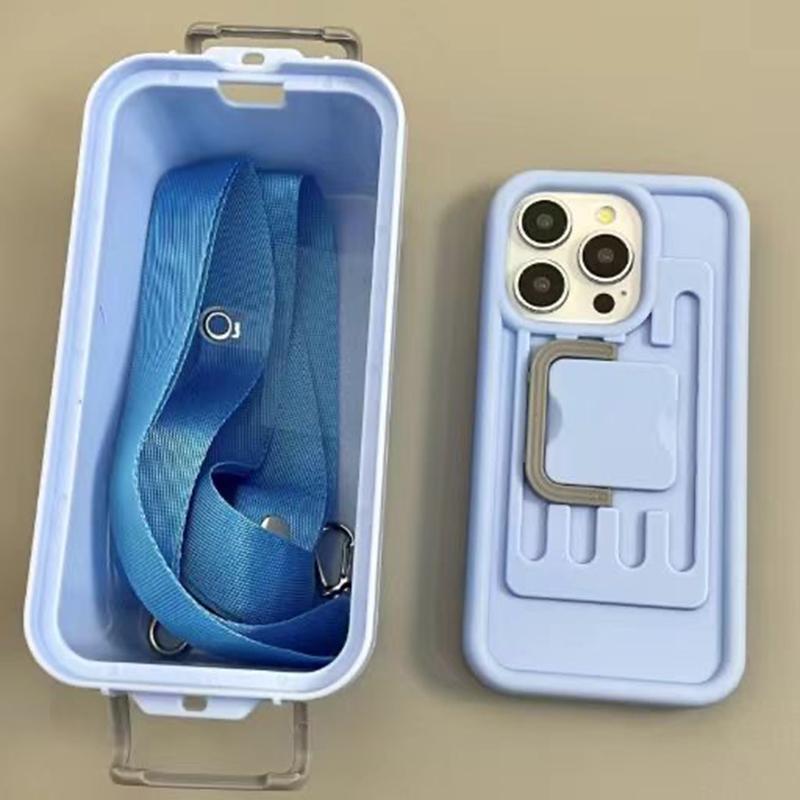 

XX Series For iPhone 16 Pro Case Candy Color PC+TPU Phone Cover with Crossbody Storage Box Blue