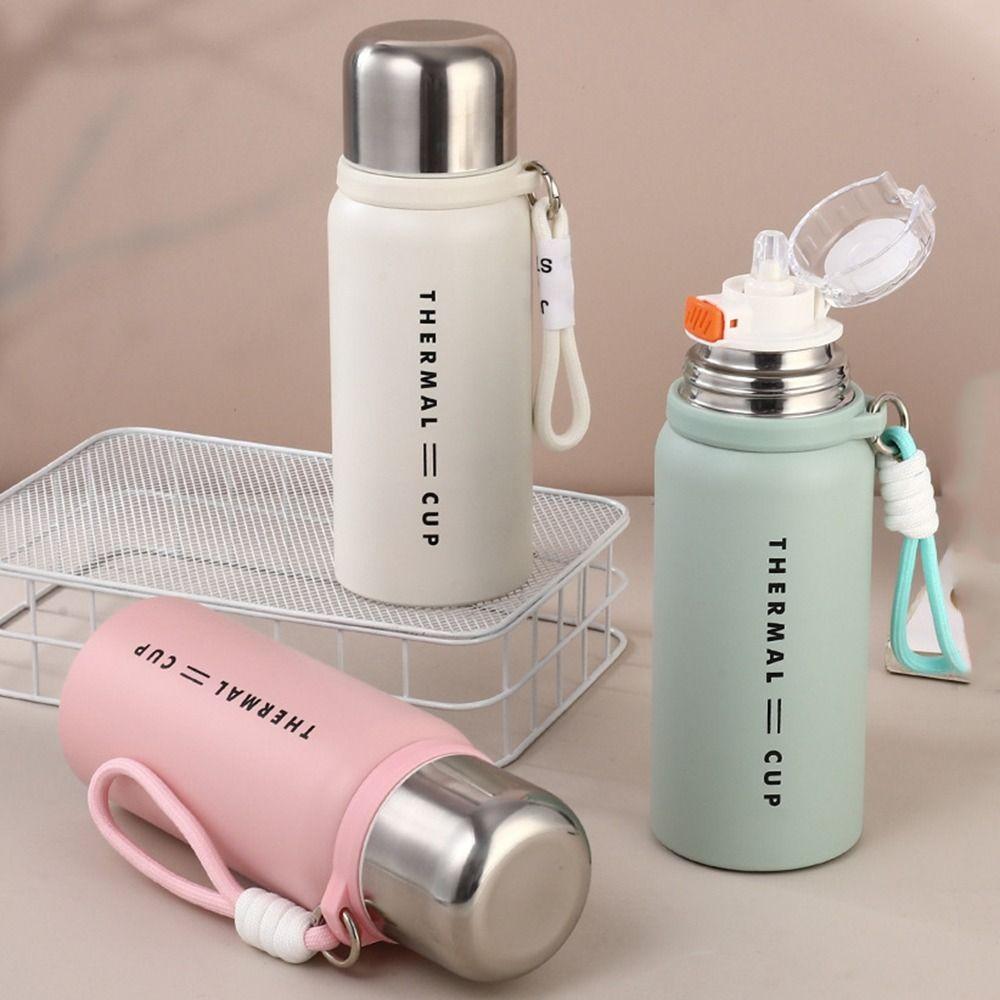 

600ml Thermos Bottle Portable Sports Water Bottle Kettle Vacuum Water Cup Student білий