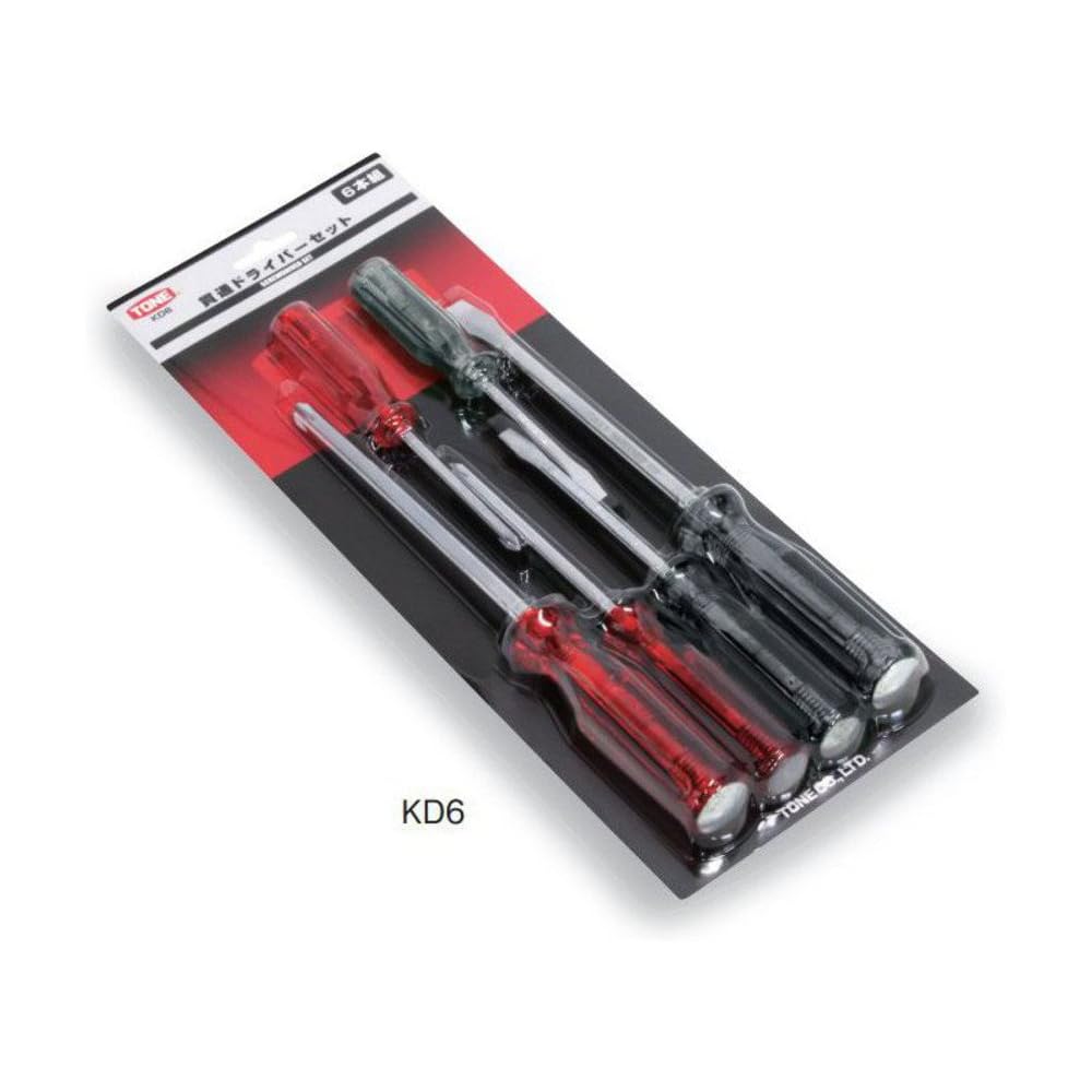 TONE KD6 Screwdriver Set 6 Pieces Durable Steel Construction Hand Tools