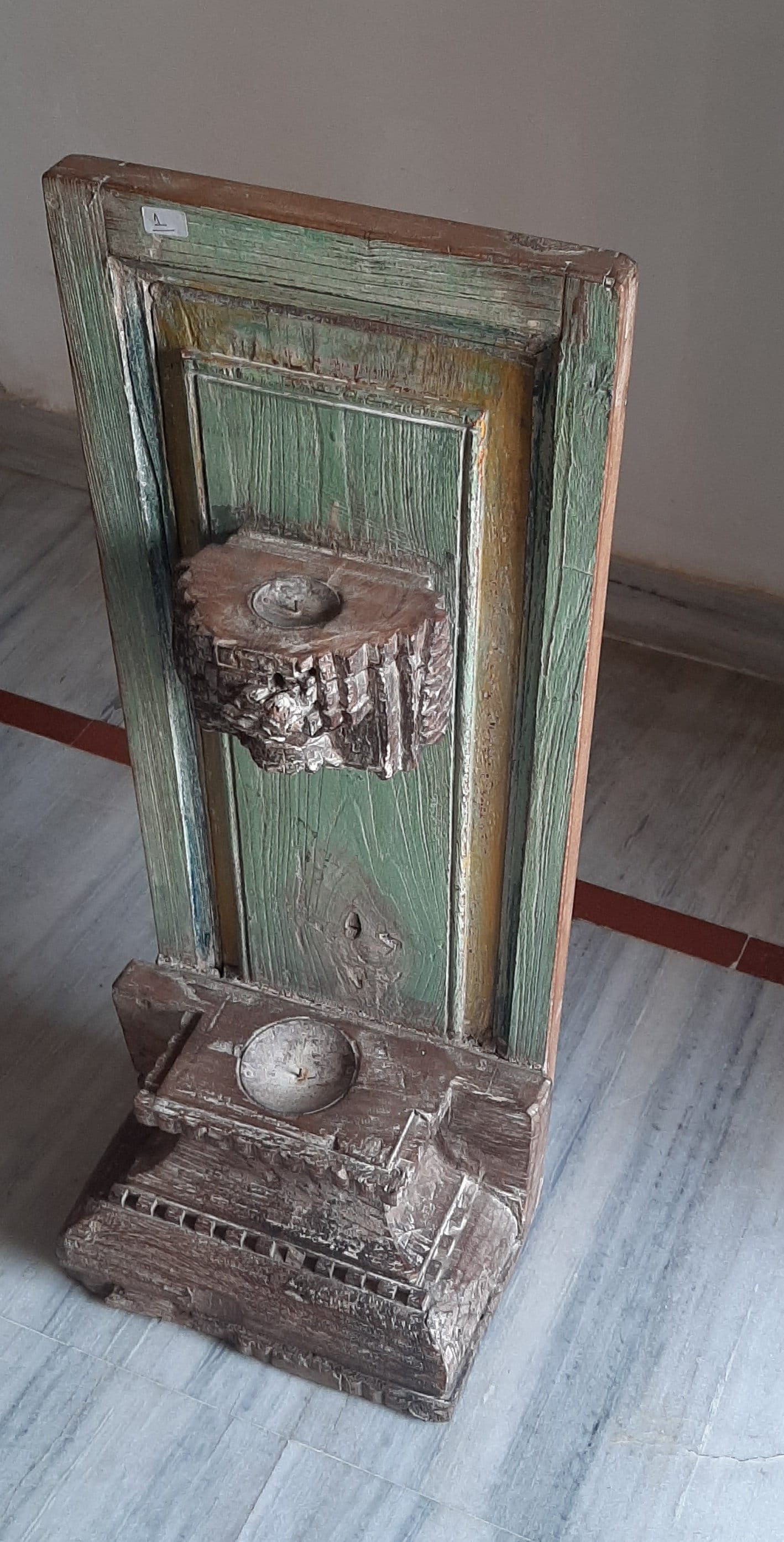 

Antique Carved Wood Candle Holder Panel: Rustic Indian Decor 16” X 8” X 24” (l x w x h) разноцветный