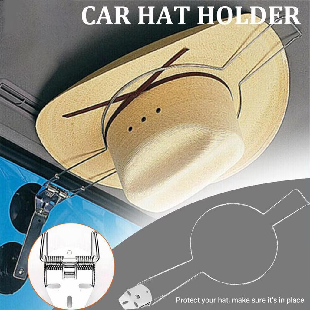 Car Hat Holder Stainless Steel Vehicle Mounted Sun Hat Rack Adjustable Clip Type Storage Organizer for Car Headrest Back Seat