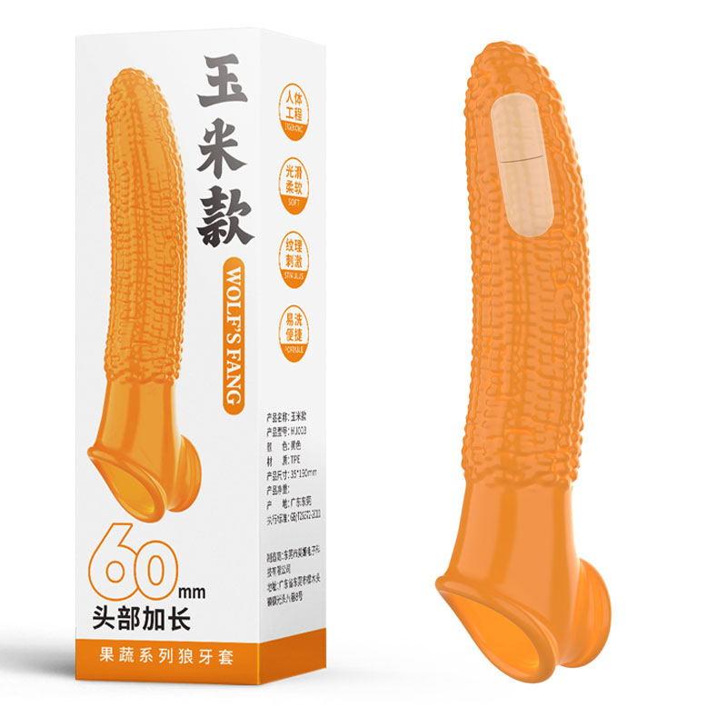 Men Penis Sleeve Strong Vibration Fancy Vegetables Penis Enlargement Extender Condoms