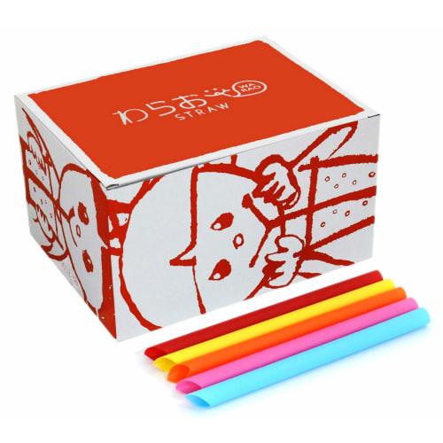 Shibase Kogyo 648 Straw Straws, for Piercing Tapioca Lids, Straight with One Angled End, 12mm x 18cm Diameter, Unwrapped, 130 Straws, 5-Color Mix, Mad