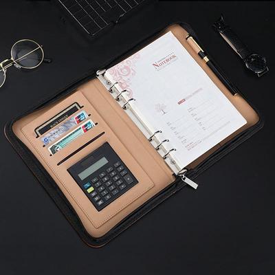 B5 Loose-Leaf Business Notebook with Calculator – Thick Cowhide Multifunctional Stationery