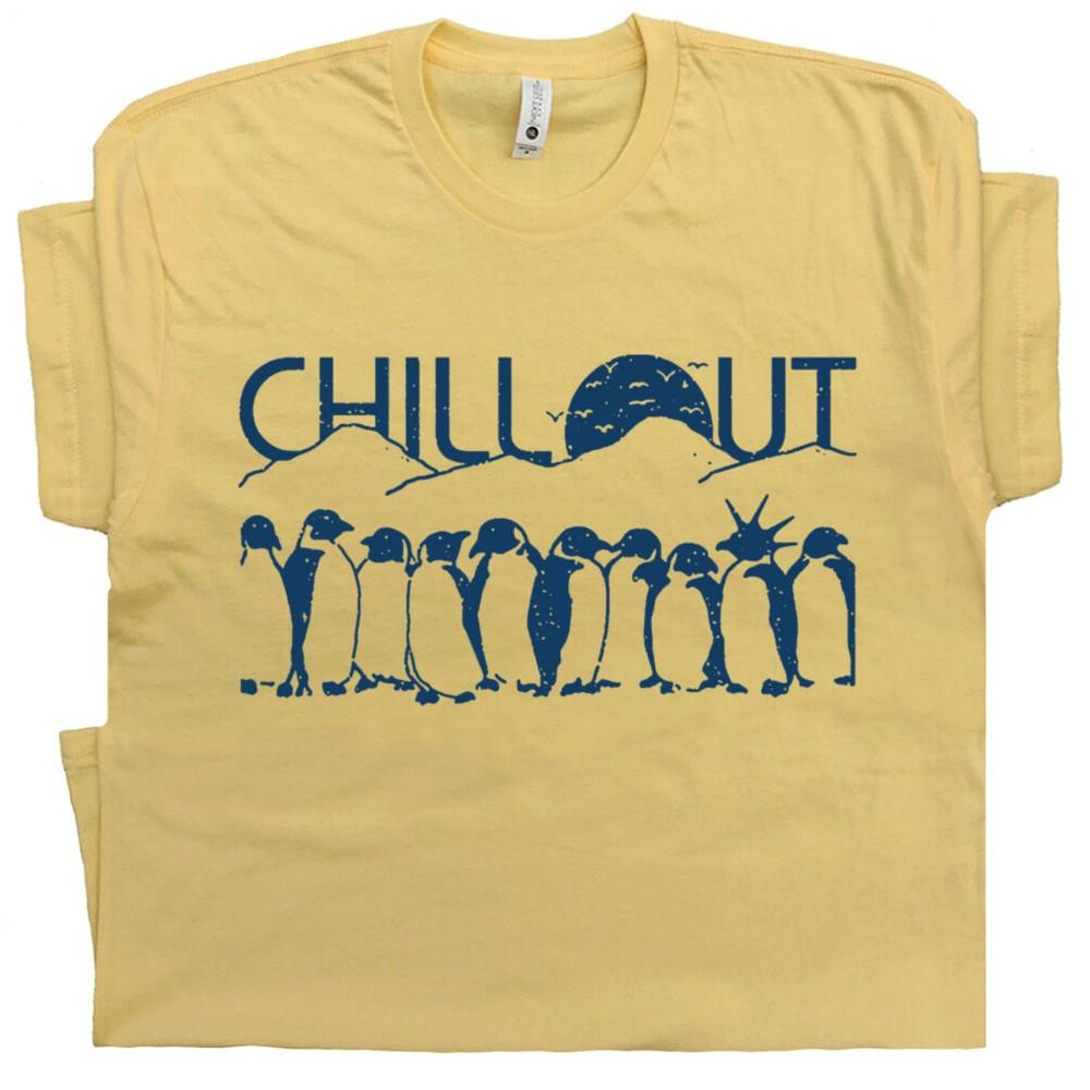 Chill Out Penguins T Shirt Saying Funny Animal Cute Kid Men Womens Retro Graphic Unisex T-Shirt S