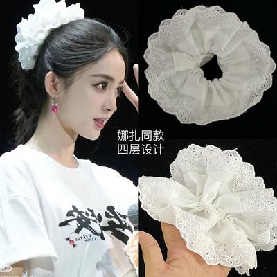 Stoff Spitze Dickdarm Haargummi Damen Reinweiß Super Fee Temperament Kopfblume Mode Pendeln Vielseitige Haaraccessoires Hohes Niveau