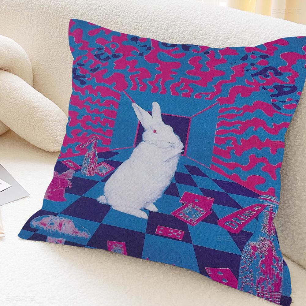 Kanin konstkudde present hemmakontor dekoration sovrum soffa bil kuddfodral fodral 45x45
