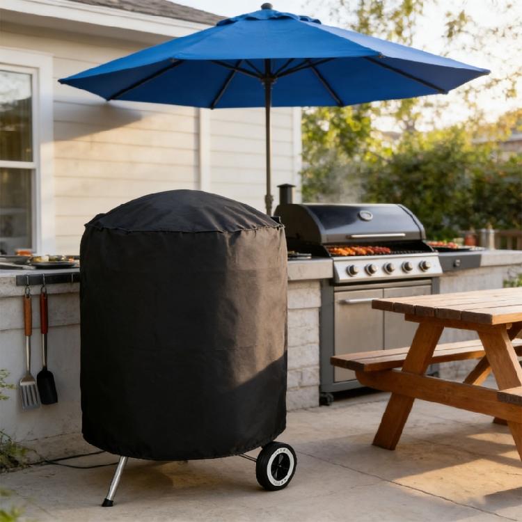 Round Outdoor Grill Cover Bbq Waterproof Oxford Cloth Oven Protector Windproof Grill Waterproof Cover Barbecue Cover