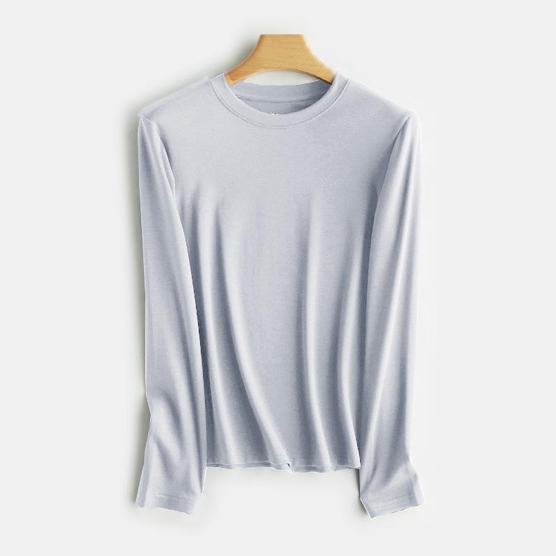 220g Women's Long-Sleeve Heavyweight White T-Shirt, Round Neck, Xinjiang Cotton