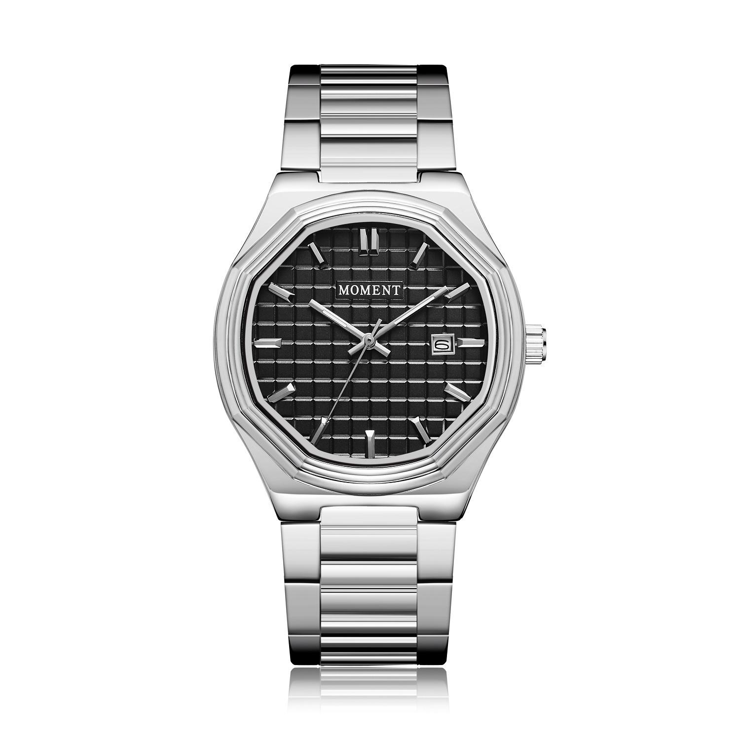 

Модные мужские часы с трехмерным календарем и кварцевыми часами на стальном браслете