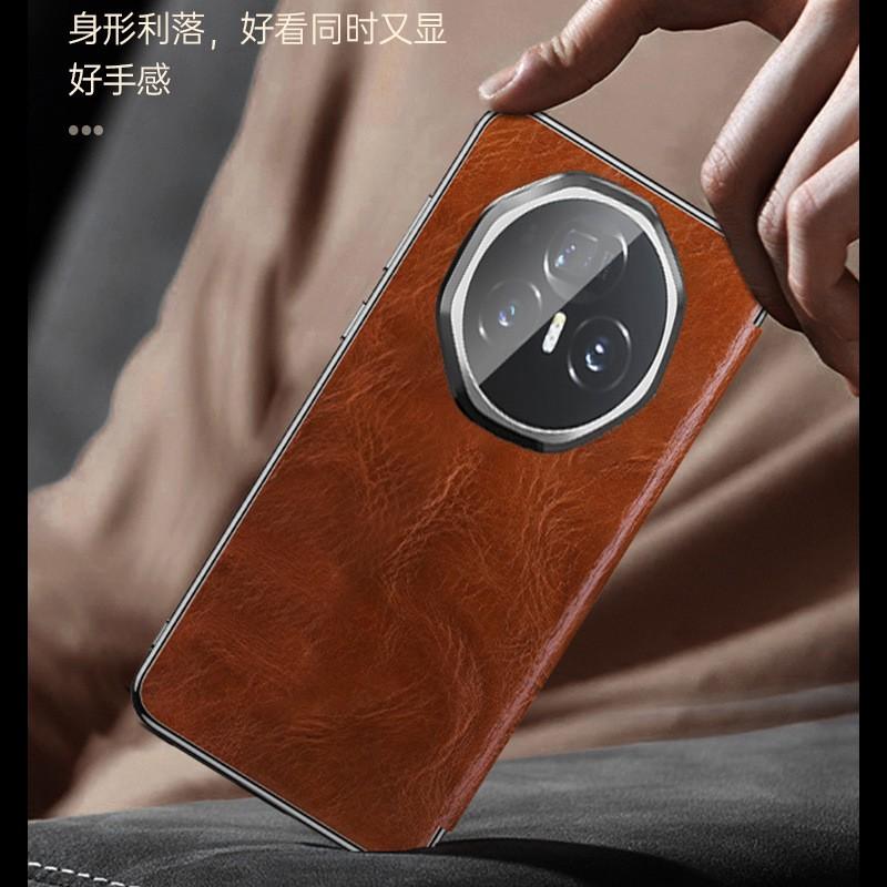 Premium Genuine Leather Flip Case Honor Magic V3 Ultra Smart Window Foldable Phone Full Coverage Shockproof Protective Cover