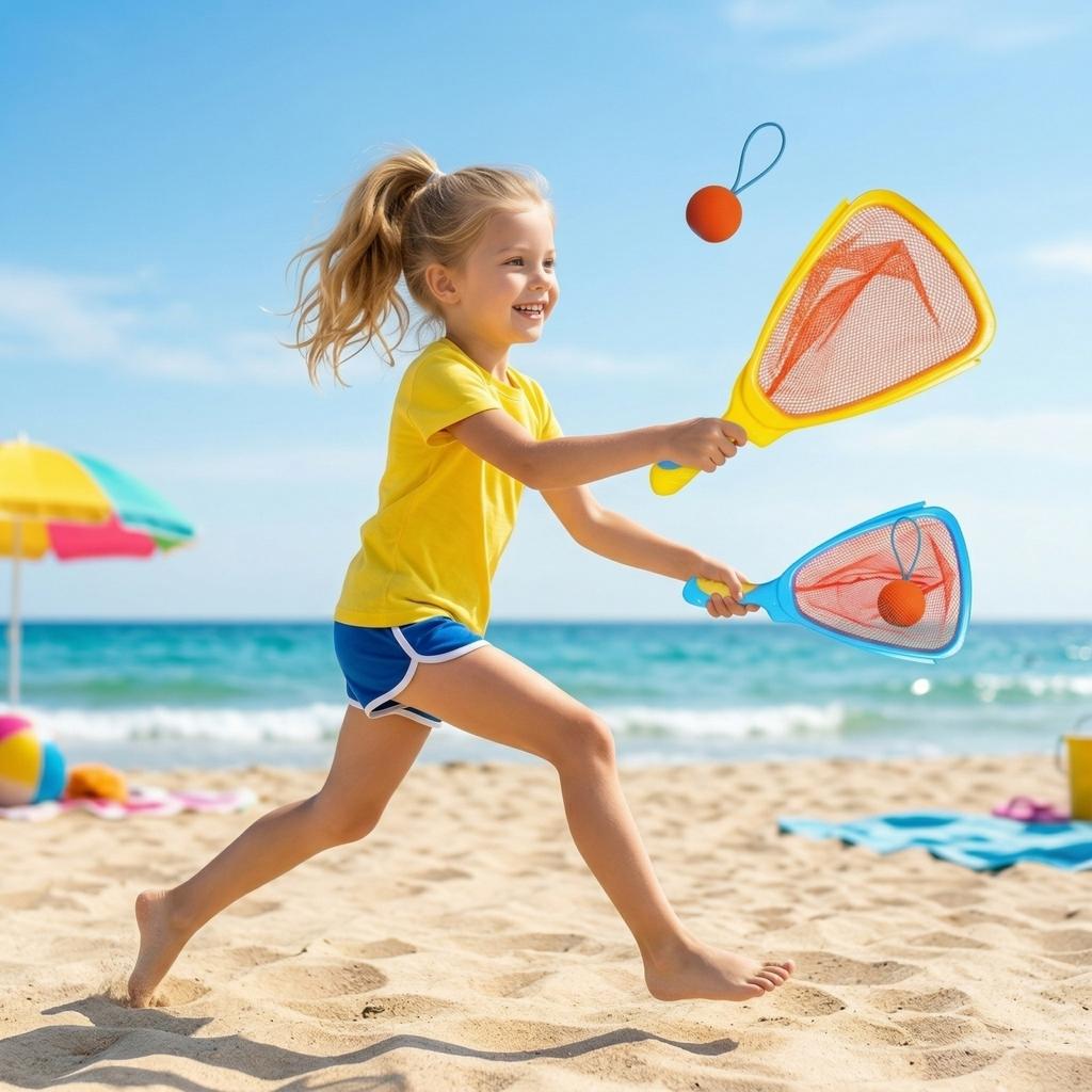 Fangball-Schläger-Set für draußen mit zwei Netzen und zwei Bällen, interaktives wasserdichtes Spiel, geeignet für Kinder, Strand, Hinterhof-Unterhaltung
