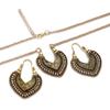 Vintage Ethnic Gold Color Drop Earrings Necklace for Women Heart Shape Statement Earrings Bohemian Rope Wrap Zircon Bijoux