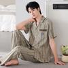 Pajamas Men's Summer Cotton Short Sleeve Trousers Men's Thin Summer Large Size Half Sleeve Men's Summer Loungewear Set