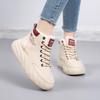 Women's White Chunky-Sole Sneakers High-Top Fleece-Lined Slip-Resistant All-Weather Warm Boots Durable Casual Style