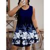 Women's Sleeveless Round Neck A-Line Dress with Floral Print, Loose Fit for Summer Beach or Casual Wear