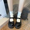 Fashion Shoes Female 2025 Mary Janes Women's High Heel Platform Dress Pumps Women Bow Tie Round Toe Med Heel Buckle Strap Shoes Women