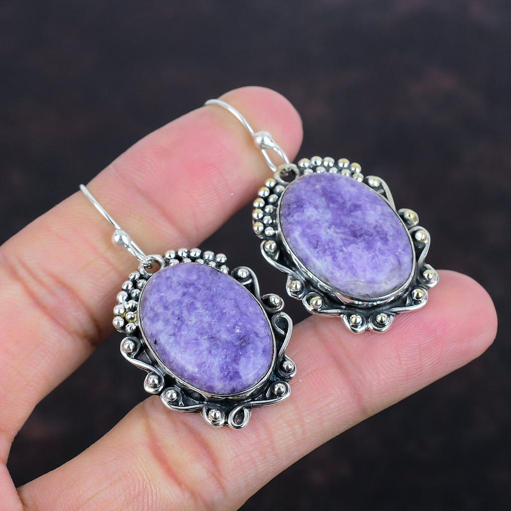 Lepidolite Earrings Gemstone Earring 925 Sterling Silver Earring Handmade Jewelry Very Pretty Dangle Earrings Gifts For Her Wedding Jewelry