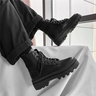 Stivali Uomo con Suola Spessa 6CM Scarpe Uomo High-Top Tooling Britanniche All-Match alla Moda Scarpe da Uomo Autunno Stivali Piattaforma Uomo 2025 Nuovi