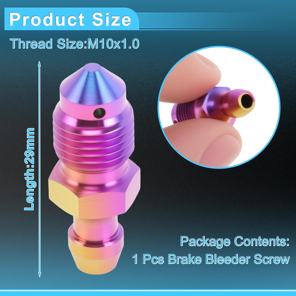 UXCELL 1 Pcs Gold Tone Brake Bleeder Screws M10x1.0-29 mm Titanium Alloy Titanium Brake Bleeder Screws for Enhanced Brake System