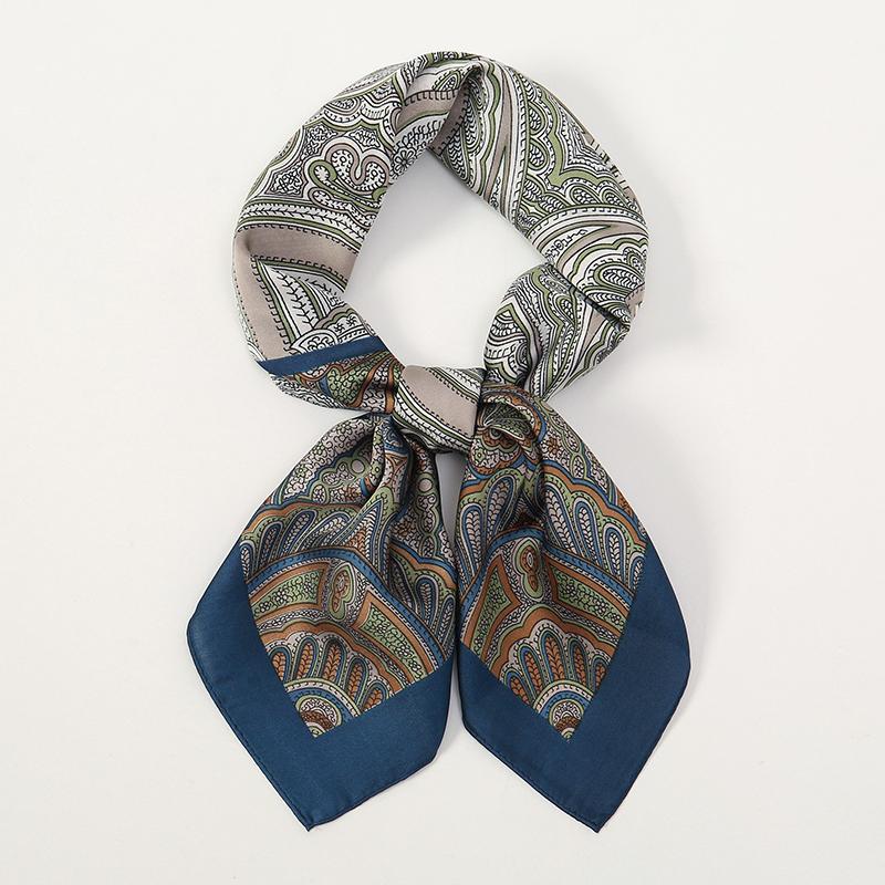 

Роскошный женский шелковый квадратный шарф-шаль Модный принт в стиле Сяосянфэн Сатиновый хиджаб-обертывание Шейный платок Женские резинки для волос 70*70 см 70X70CM