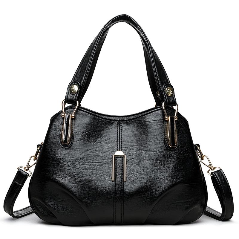 Vintage Soft Leather Handbag Women's Commuter Multi-Layer Large Capacity Shoulder Crossbody Bag