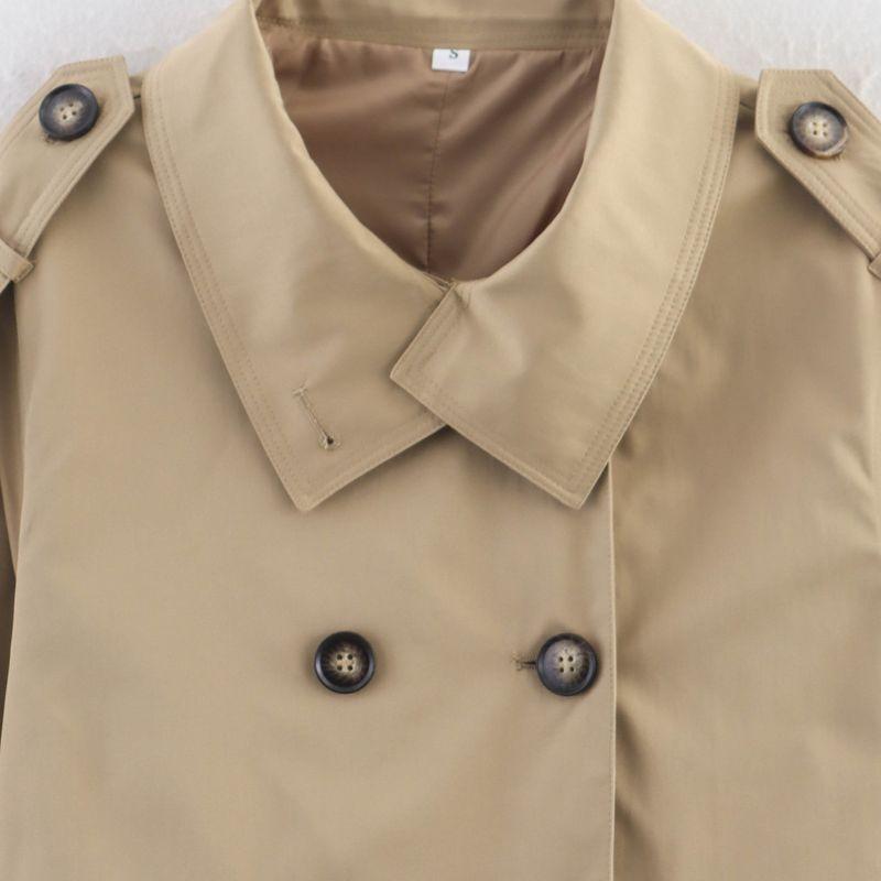 Kaslead New Women Clothes Western Style Fashion Simple and Versatile Two Colors Trench Coat Long Sleeve Outerwear