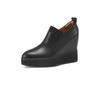 10Cm small man thick-soled super high-heeled leather loafers 2025 new wedge-heeled single shoes elastic inner height-increasing women's shoes