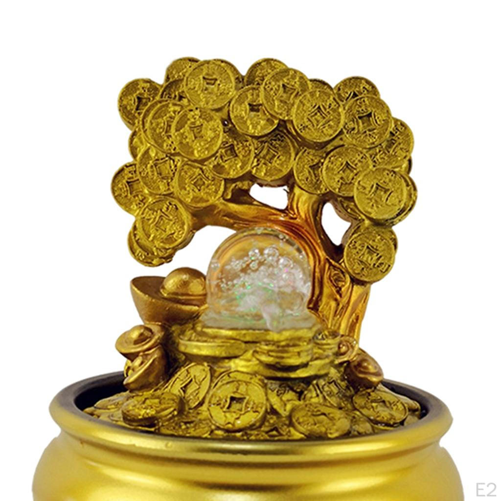 Money Tree Statue Lucky Bonsai Style Feng Shui Ornament Decor EU Plug A