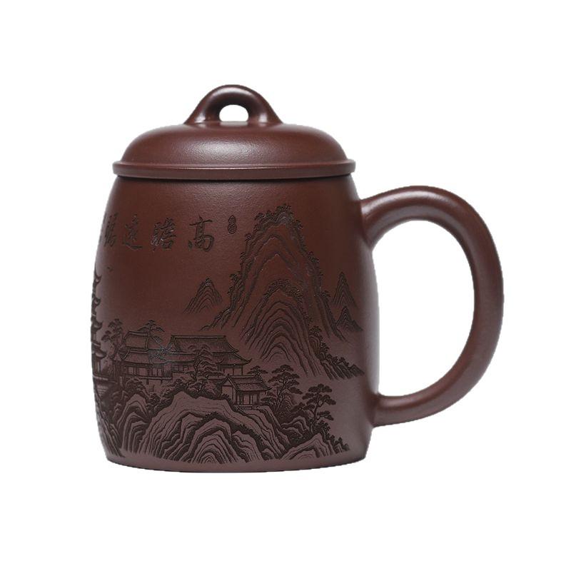

440ml Yixing Purple Clay Coffee Mug Oatmeal Breakfast Mug Afternoon Tea Mug Personal Office Water Cup Tea Items Decoration Craft As Your Choose