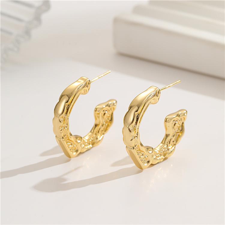 European-American Metal Circle Earrings: High-End Irregular Hoop, Exaggerated Personality Ear Studs & Cuffs for Women