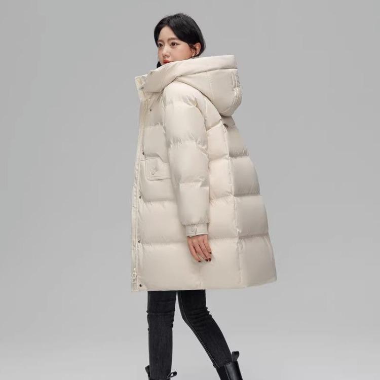 Winter Women Hooded Down Jacket Medium Long Thickened Casual Fashion New S белый
