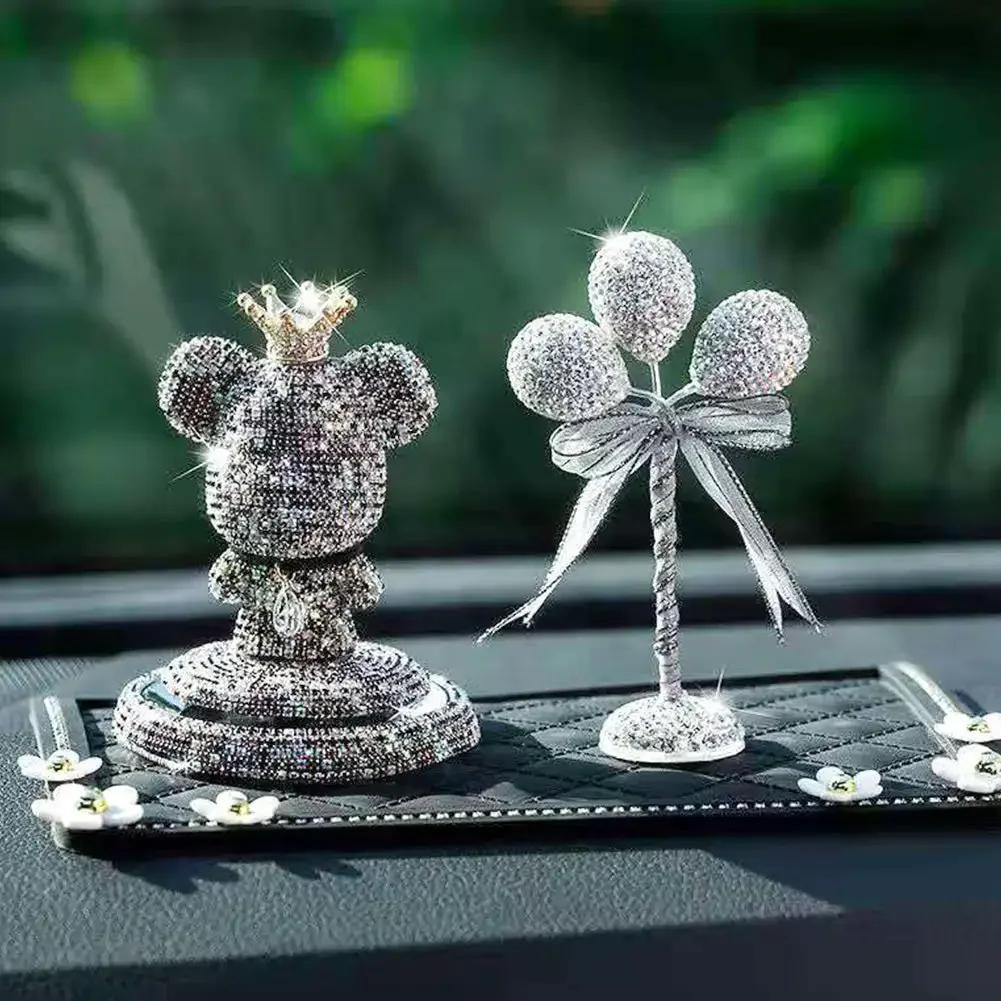 Creative Rhinestone Balloon Crown Car Center Console Decorative Ornaments Dashboard Cute Decor Bling Car Accessories Interior