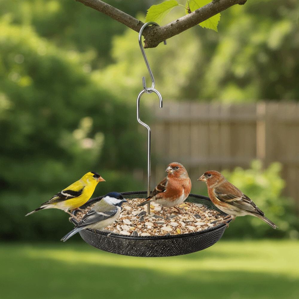 Large Capacity Hanging Bird Feeder Rustproof Bird Food Tray Creative Wild Bird Feeder  Courtyard