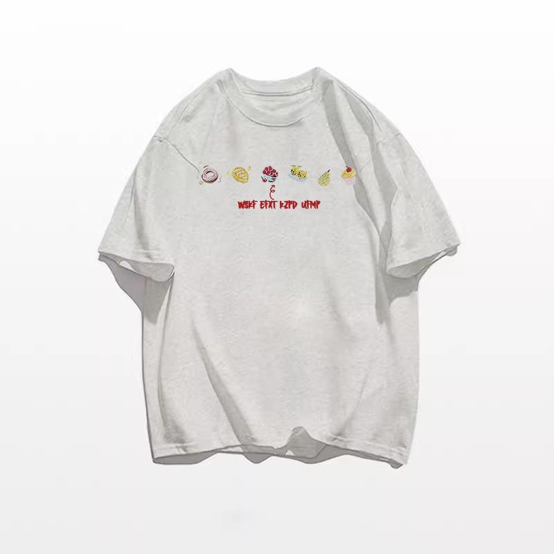 2025 Summer Women's Loose Fit Pure Cotton Short Sleeve T-shirt - Korean Style High Street Design