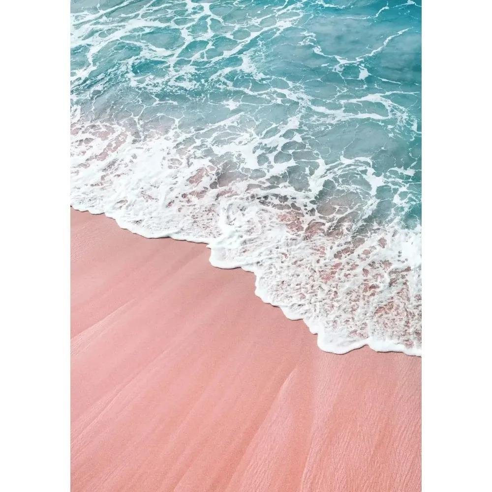 Pink Beach Ocean Artwork Poster Canvas Printing Surf Coconut Tree Nordic Wall Art Living Room Bedroom Home Decor