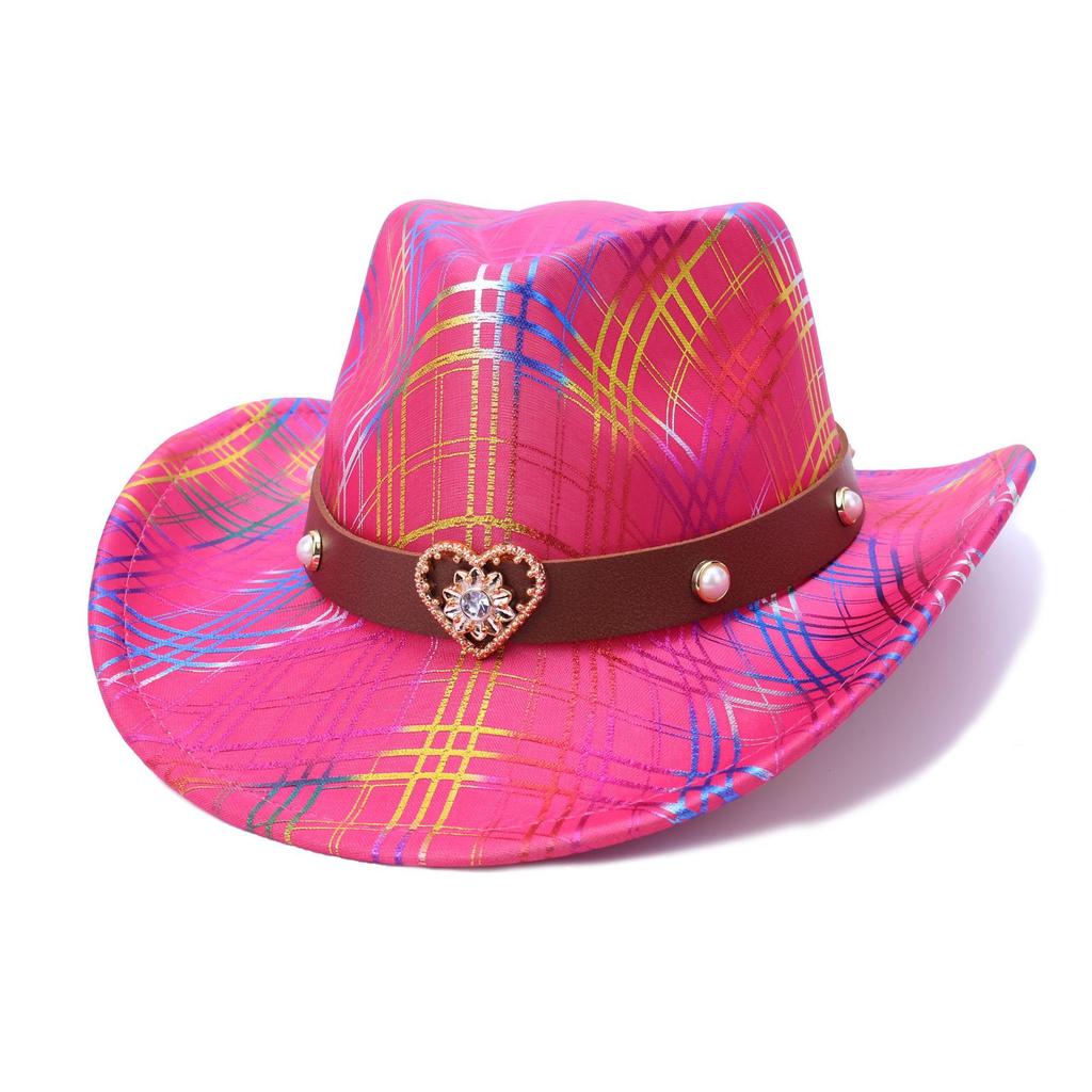Party Holiday Top Hat Colorful Peach Top Western Cowboy Hat Men'S And Women'S Fashion Versatile Jazz Hat